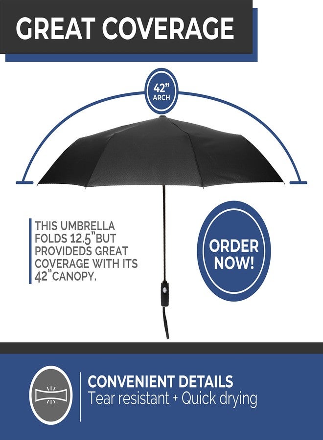 Fenzer Windproof "TEFLON" Coated Travel Umbrella - Auto Open / Close - Travel Stylish Black Lightweight Design for Women / Men - Image 5